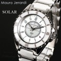 Mauro Jerardi セラミック ソーラー腕時計 メンズ ホワイト アナログ 3気圧防水 マウロジェラルディ MJ041-2 正規品|腕時計|ファッション・アクセサリー