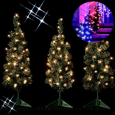 LEDグリーンファイバークリスマスツリー90cm ゴールドデコレーション付