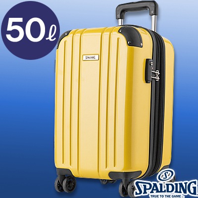 スポルディング ダブルホイールキャリー50L イエロー 拡張ファスナー