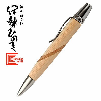 伊勢神宮　檜　ハンドメイド　木軸ボールペン　G2　天然木　シルバー 伊勢神宮 御神木 伊勢ひのきボールペン 日本製 桐箱セット通販｜アイ