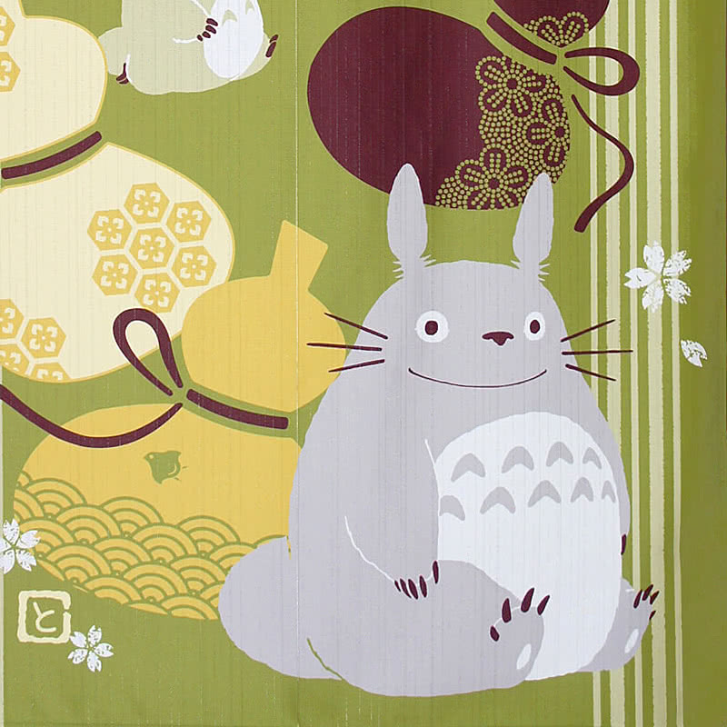 ふくまねきトトロのれん ひょうたん 85×150cm ロング 福をまねく