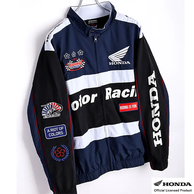 HONDA×百花繚乱 レーシングブルゾン ネイビー ホワイト 刺繍