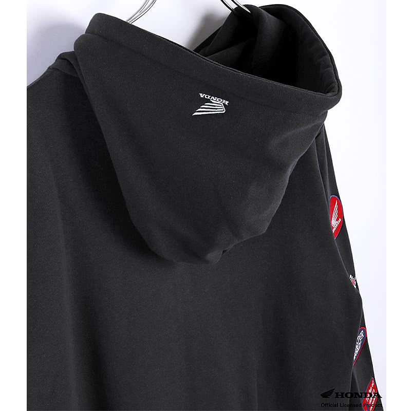 HONDA×MONSTER WORLD ZIPパーカー A ブラック サイドポケット フード付