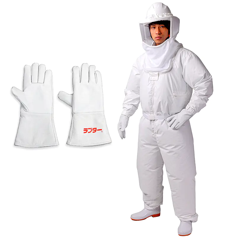 スズメバチ 蜂防護服 ラプターLITE V-600 ツナギ V-5手袋セット