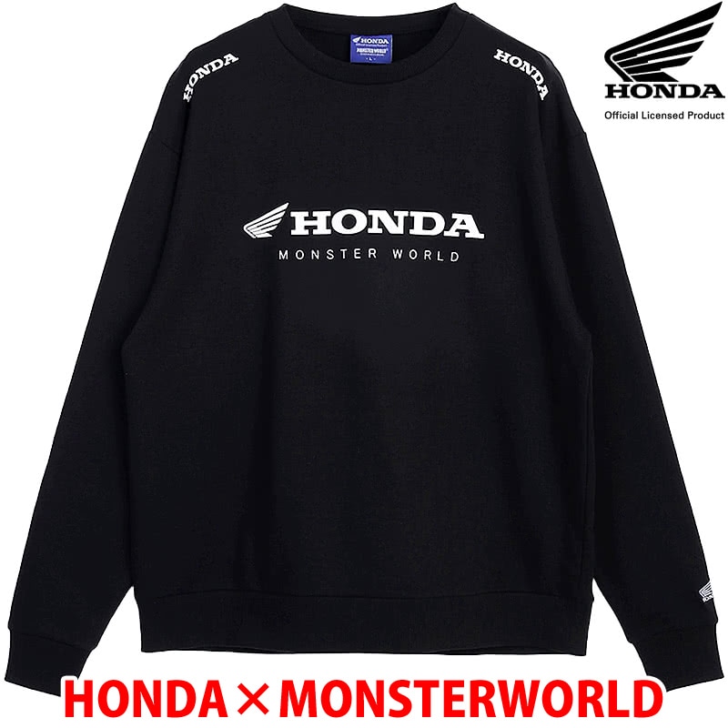 HONDA×MONSTER WORLD トレーナー B ブラック 刺繍 スウェット
