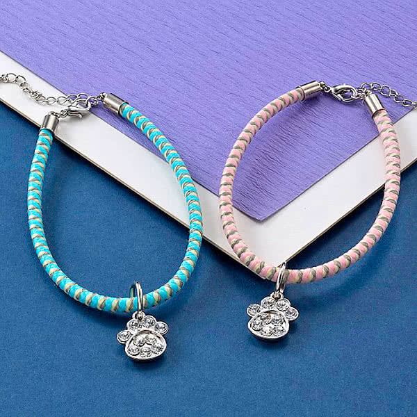 静電気除電 肉球チャーム ペットネックレス ブレス ピンク ブルー