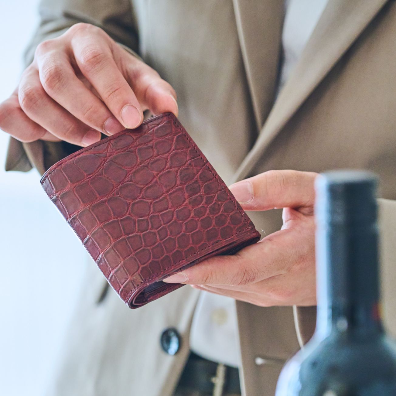 Tou-澄-（二つ折り財布） マットクロコダイル/滲雅 日本製 Crocodile