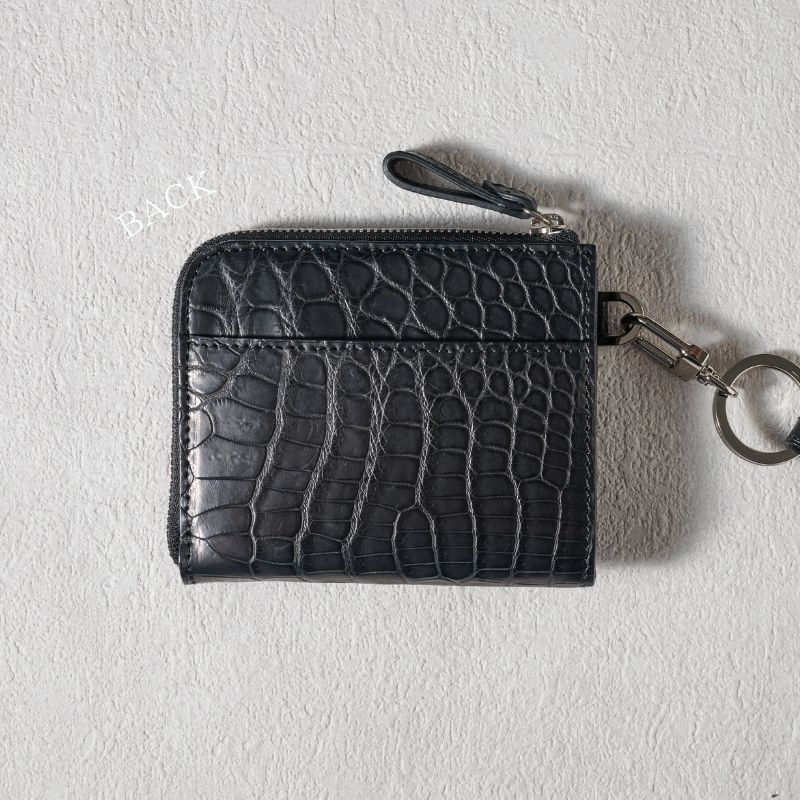 Ren-漣-（L字ファスナーミニ財布ストラップ付） マットクロコダイル/滲
