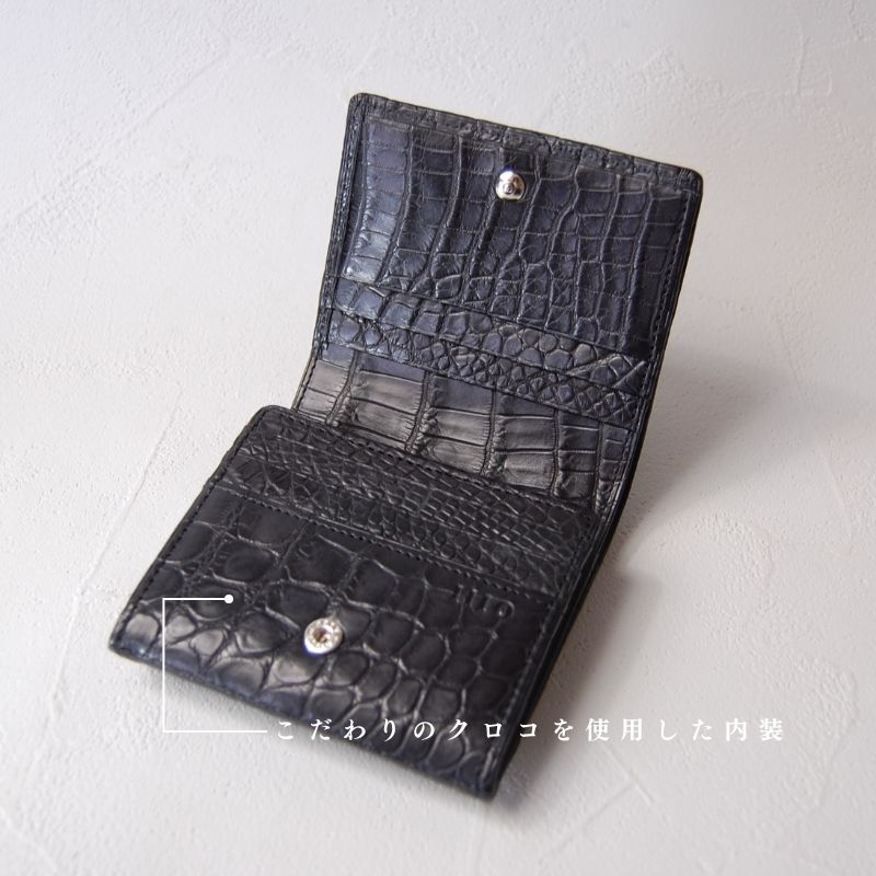 Tou-澄-（二つ折り財布） マットクロコダイル/澄藍（藍染） 日本製