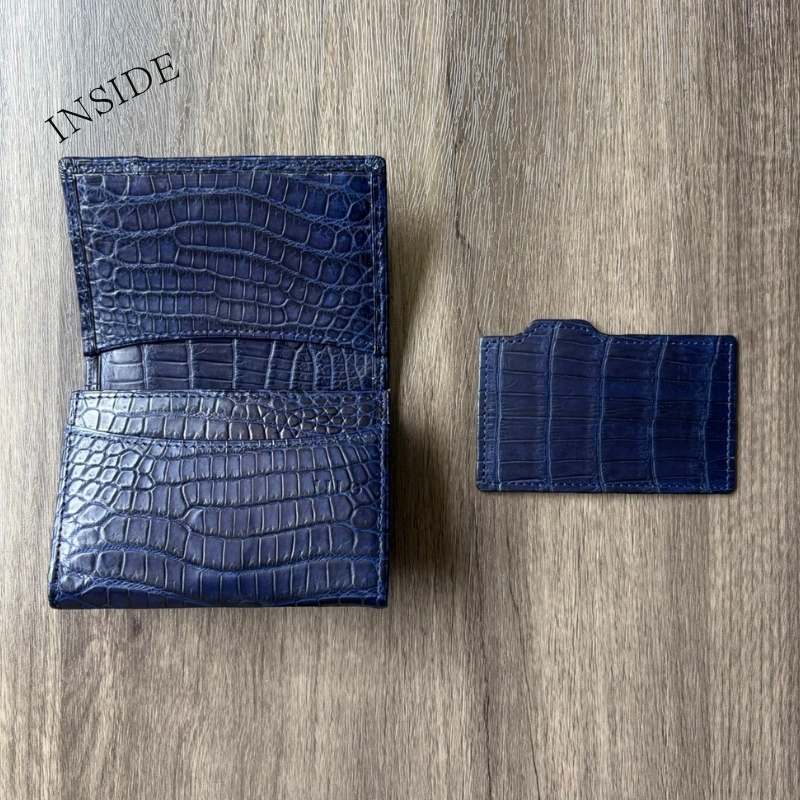 Sou-添-（名刺入れ） マットクロコダイル/澄藍（藍染） 日本製