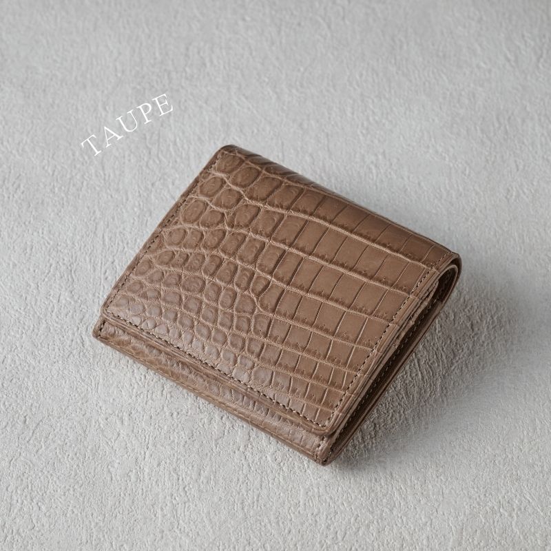 Tou-澄-（二つ折り財布） マットクロコダイル/渓土（トープ） 日本製