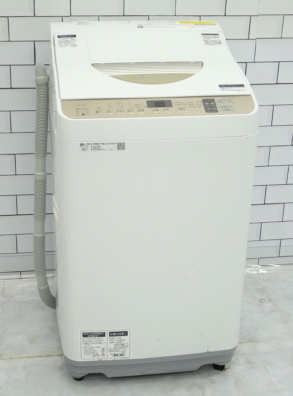 安心の6ヶ月保証付き！！ SHARP 5.5kg縦型洗濯乾燥機 ES-T5CBK-N 2019年製