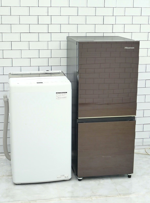 135L、4.5kg◇22年、20年◇Hisense、Haier製◇（冷蔵庫、洗濯機）中古  