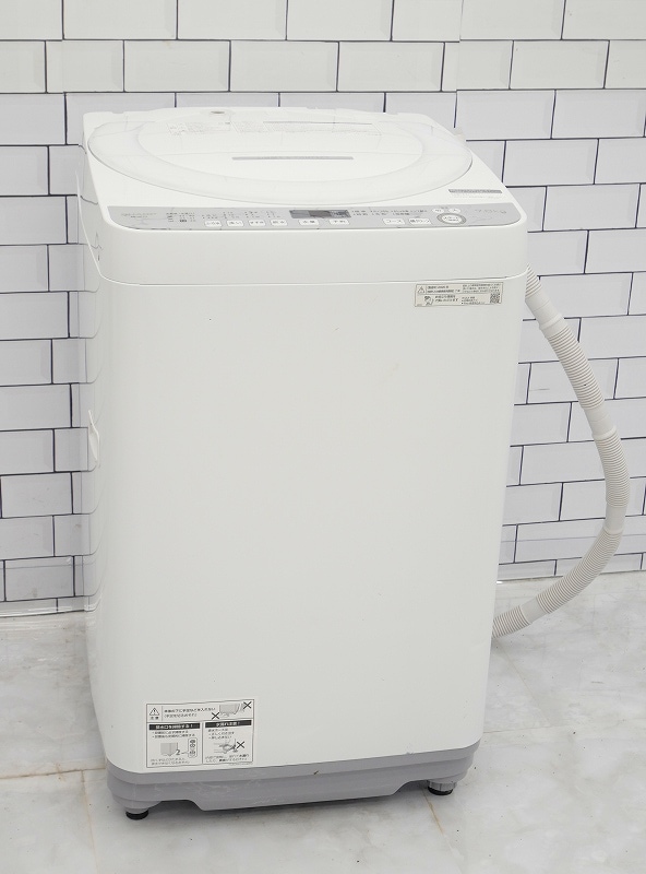 【RKGSE-751】特価！シャープ/SHARP/7kg/全自動洗濯機/ES-GE7D-W/中古/2020年製/当社より近隣地域無料配達 RKGSE-751】特価！シャープ/SHARP/7kg/全自動洗濯機/ES-GE7D-W/中古
