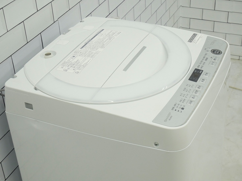 SHARP 洗濯機 ES-GE7E-W 7kg 2021年製 家電 C072 シャープ製2021年式7kg中古全自動洗濯機 ES-GE7E-W