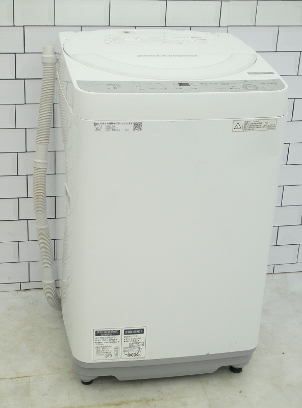 シャープ製2018年式6kg中古全自動洗濯機 ES-GE6B-W