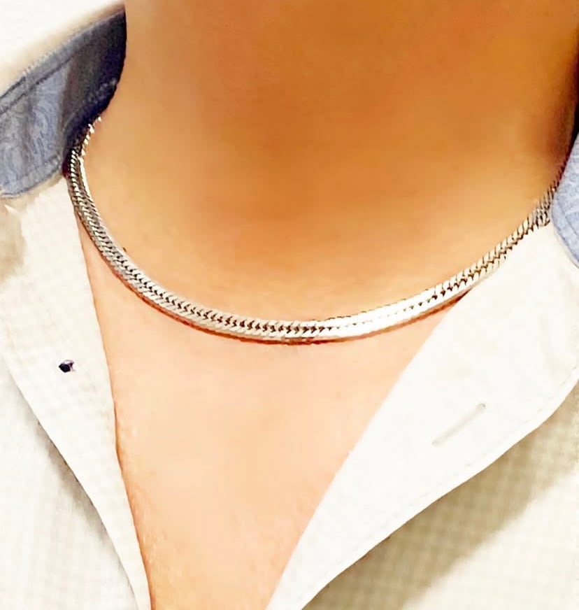 シルバー0.8Φトリプル喜平クロスローズカットネックレス60cm