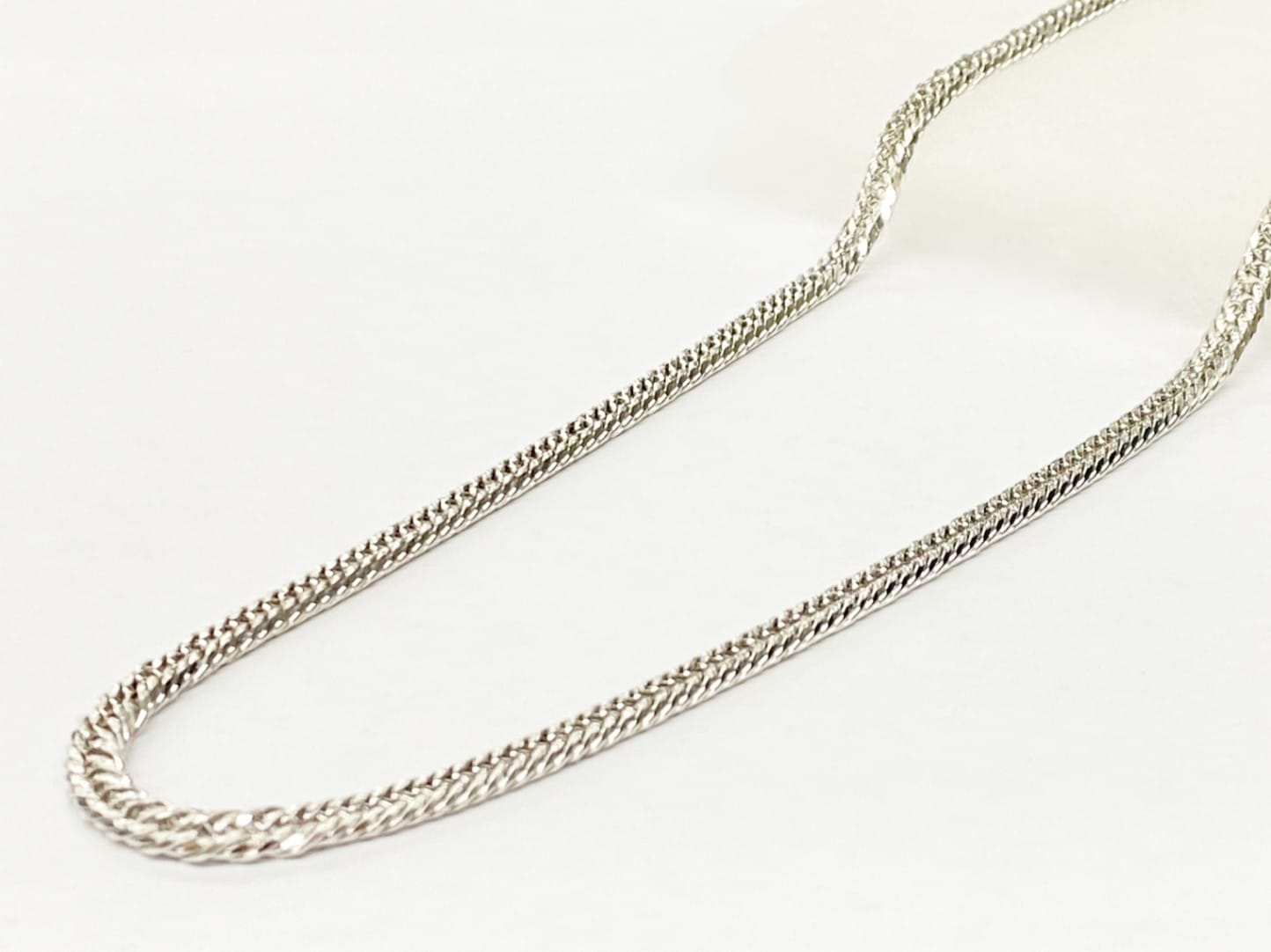 シルバー0.8Φトリプル喜平クロスローズカットネックレス60cm