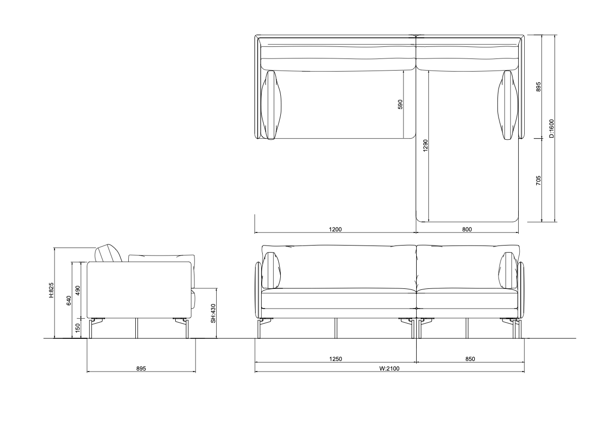 サンドラ シェーズロングソファ スモール 左カウチ | IKASAS ONLINE STORE