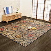 国産 い草ラグ なでしこ 日本製 花柄 リーフ柄