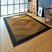 国産 い草ラグ DX組子 裏貼 日本製 和モダン 格子柄