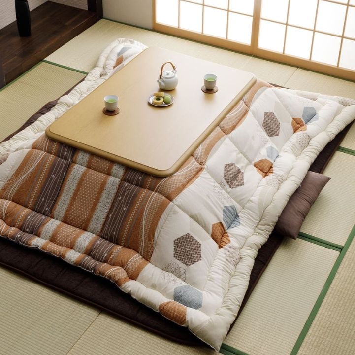 大処分★新品未使用 こたつ布団 掛敷セット 150cm用 和風モダン 掛敷組布団 国産 和モダン こたつ掛敷セット しじら織り 約205x205cm 2点