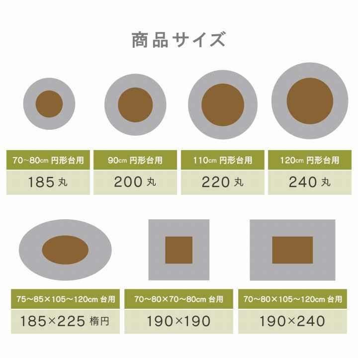 こたつ布団 ノート Nought 丸 円形 楕円形
