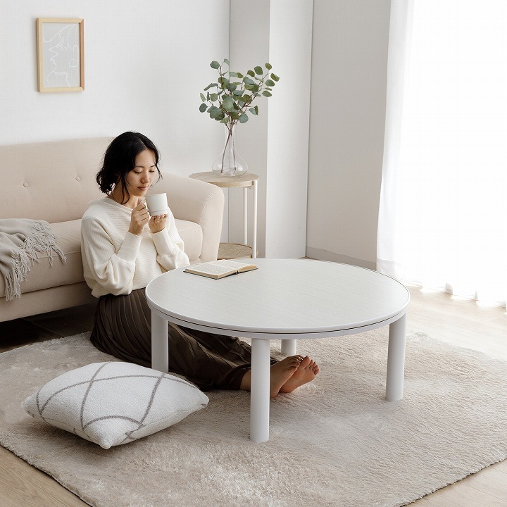 カジュアルこたつ台 90cm円形 ブラック ホワイト こたつテーブル 天板