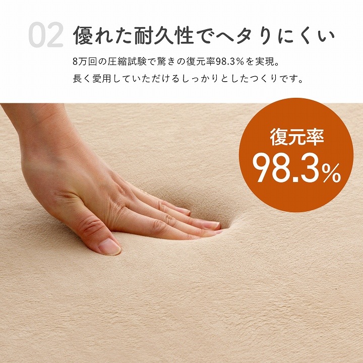 グランド バリアフリー へたりにくい ラグ 厚手 30mm やさしさ設計のラグ 2畳 185×185cm 3畳 185×240cm 防音
