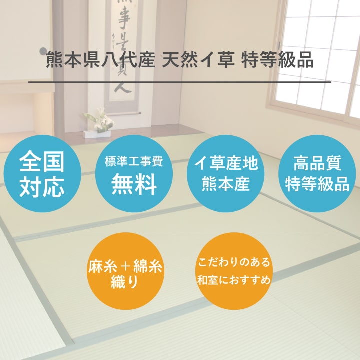 畳替え 国産い草 『そよかぜ』 新調 交換 【97cm×194cm以下】 本間・三六間・六一間 熊本県八代産 イグサ いぐさ ごさ ゴザ 縁付