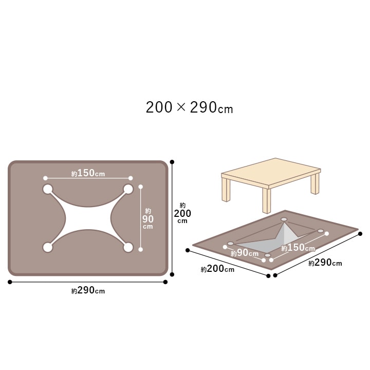 掘りごたつ対応 カーペット Hディグ フランネル 洗える｜イケヒコ公式通販