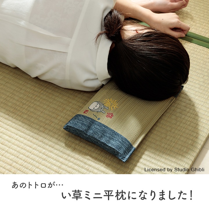 い草ミニ平枕 となりのトトロ 森のきのこ / はなび 約20×30cm 日本製