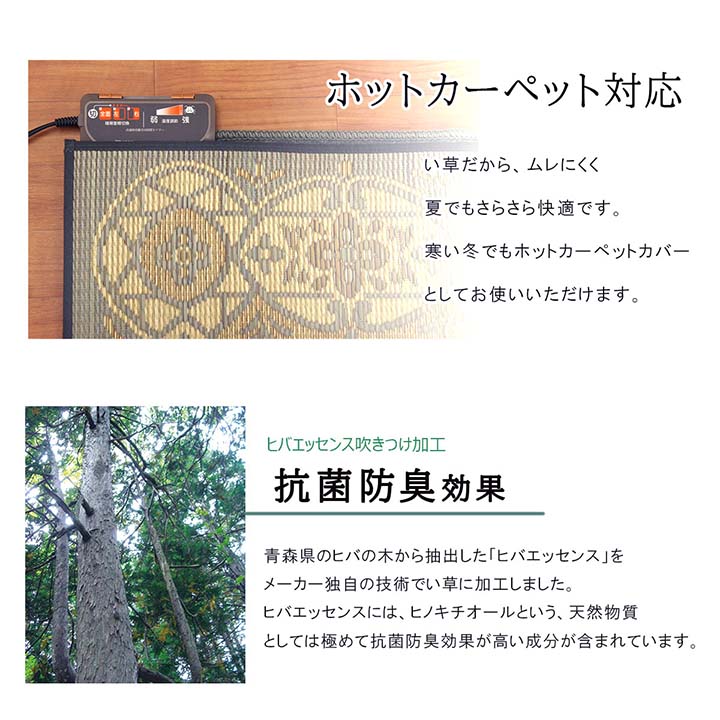 国産い草 ラグ Fサークル メダリオン クラシック 191×191cm 191×250㎝