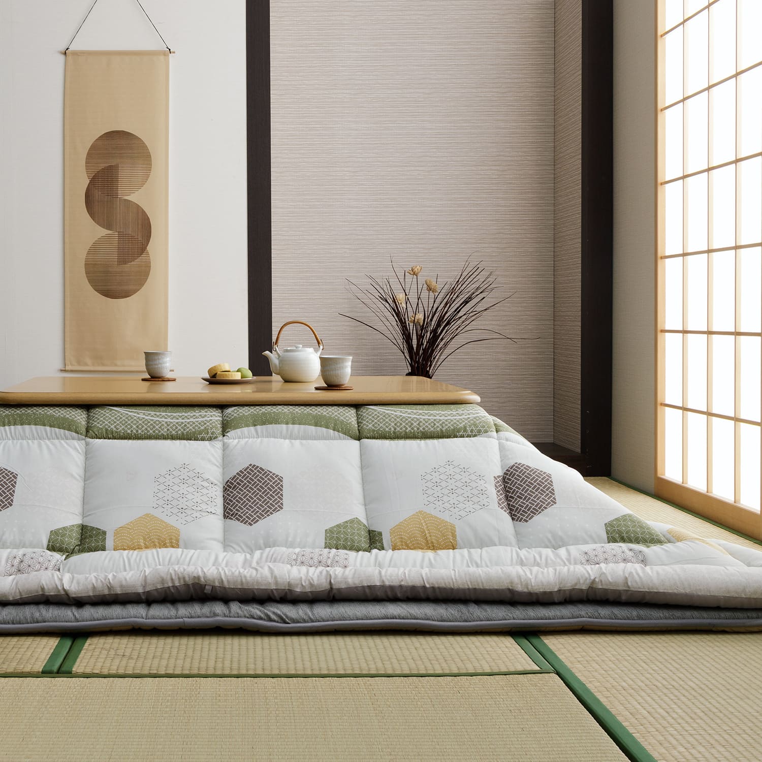 こたつ布団 くるみ 正方形 長方形 コインランドリーで洗える 和柄 北欧 日本製 イケヒコ 厚掛け