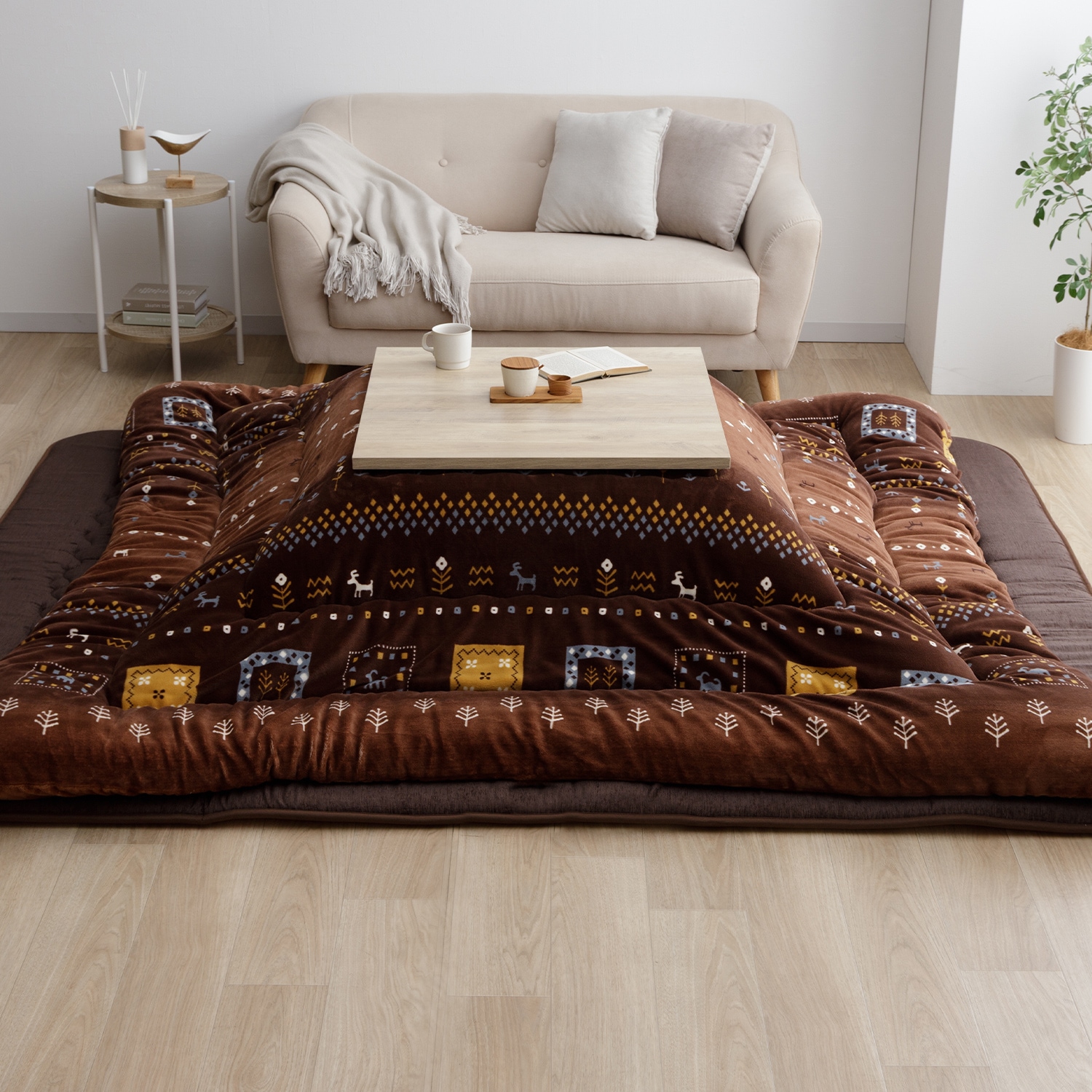 こたつ布団 カリエ 正方形 長方形 ギャッベ柄 日本製 イケヒコ 厚掛け