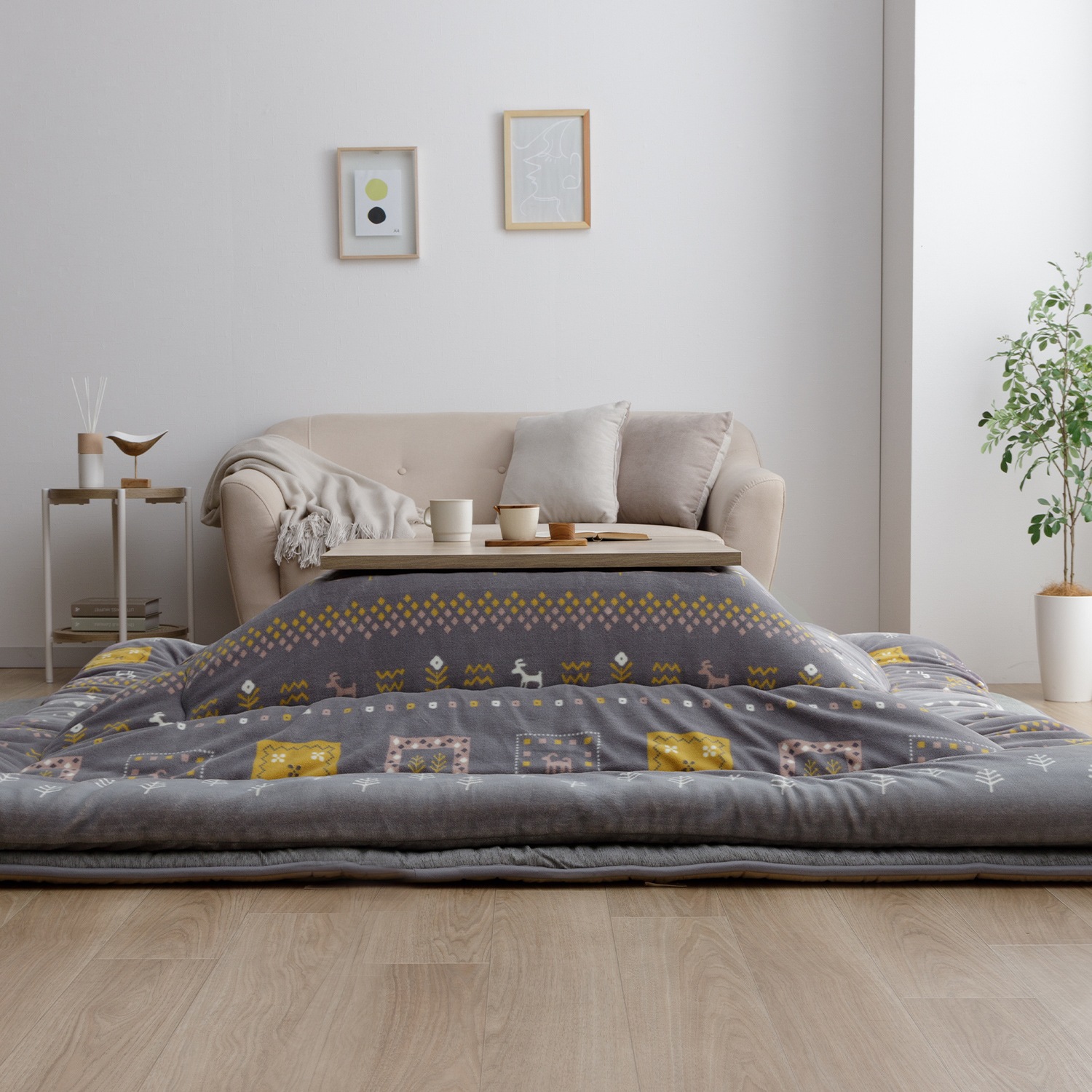 こたつ布団 カリエ 正方形 長方形 ギャッベ柄 日本製 イケヒコ 厚掛け