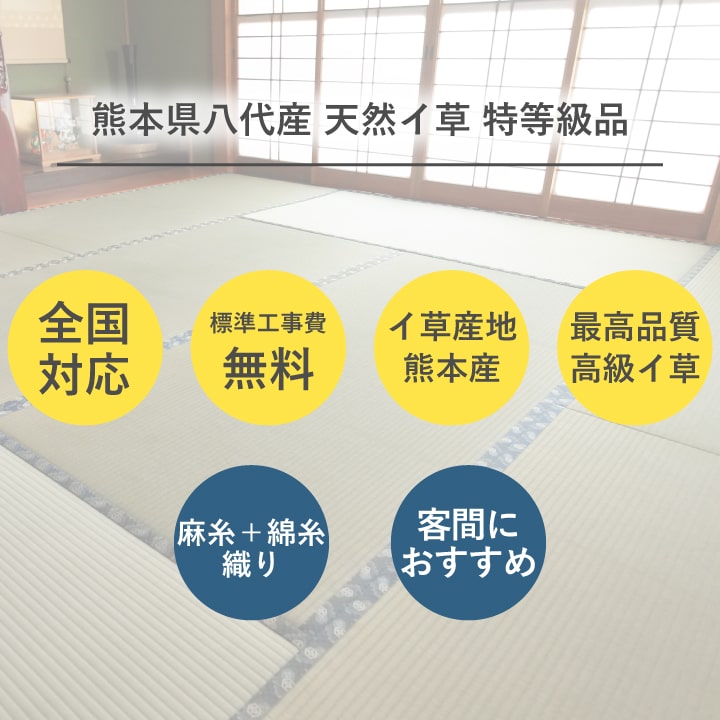 畳替え 国産い草 『きらめき』 表替え 張り替え 【88cm×176cm以下】江戸間・五八間・団地間 熊本県八代産 縁付