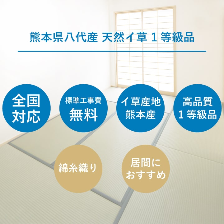 畳替え 国産い草 『さざなみ』 新調 交換 【88cm×176cm以下】 江戸間・五八間・団地間 熊本県 八代産 イグサ いぐさ ごさ ゴザ 縁付