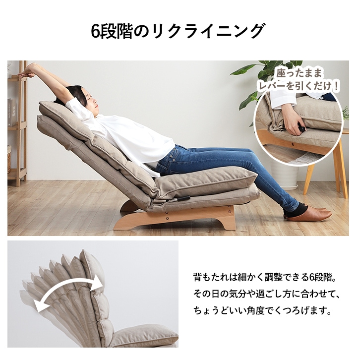 座椅子 ソファー ムーア 1人掛け 幅70×奥行80～120×高さ94cm リクライニング