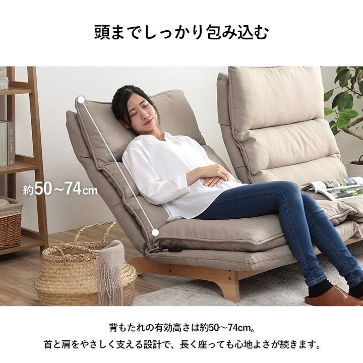 座椅子 ソファー ムーア 2人掛け 幅140×奥行80～120×高さ94cm リクライニング