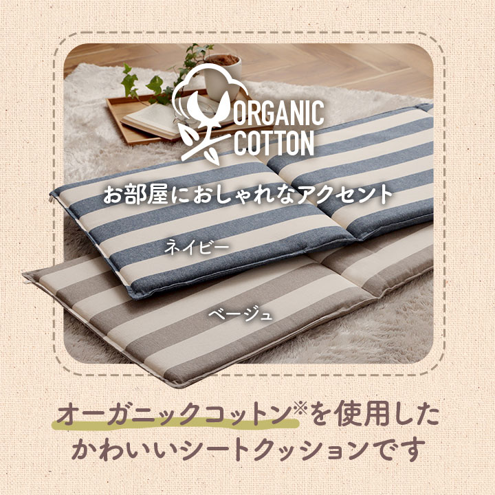 クッション フロー フリーシート オーガニックコットン 綿100% ボーダー 洗える 約43×130cm