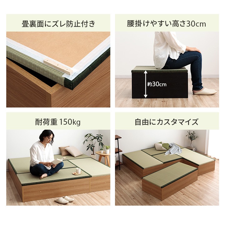 小上がり畳 ゆとり 4.5畳セット 国産い草畳 高さ30cm ナチュラル