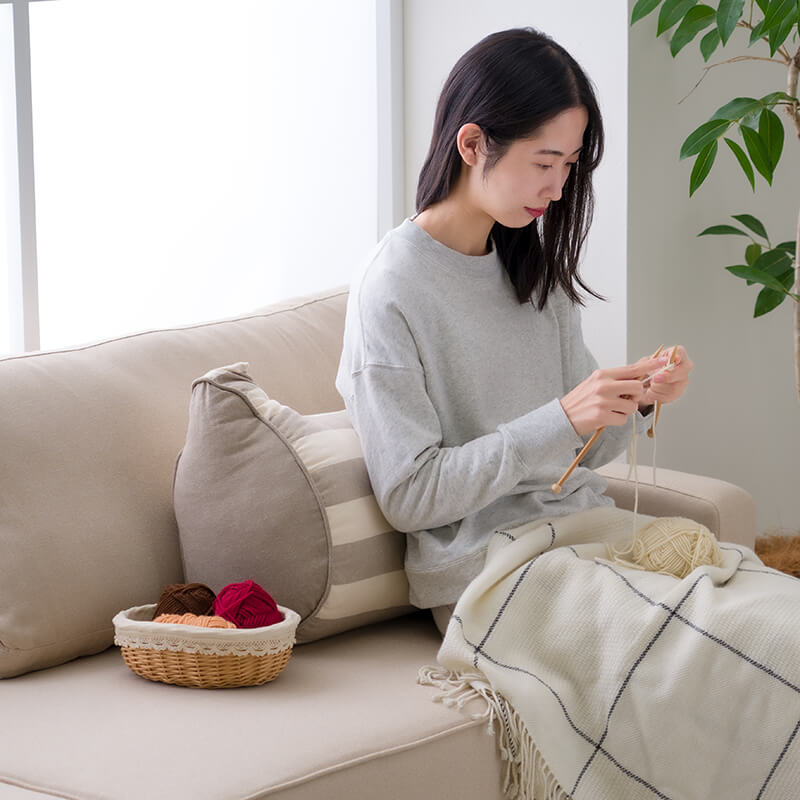 クッション フロー 寄りかかり オーガニックコットン 綿100% ボーダー 洗える 約55×35×25cm