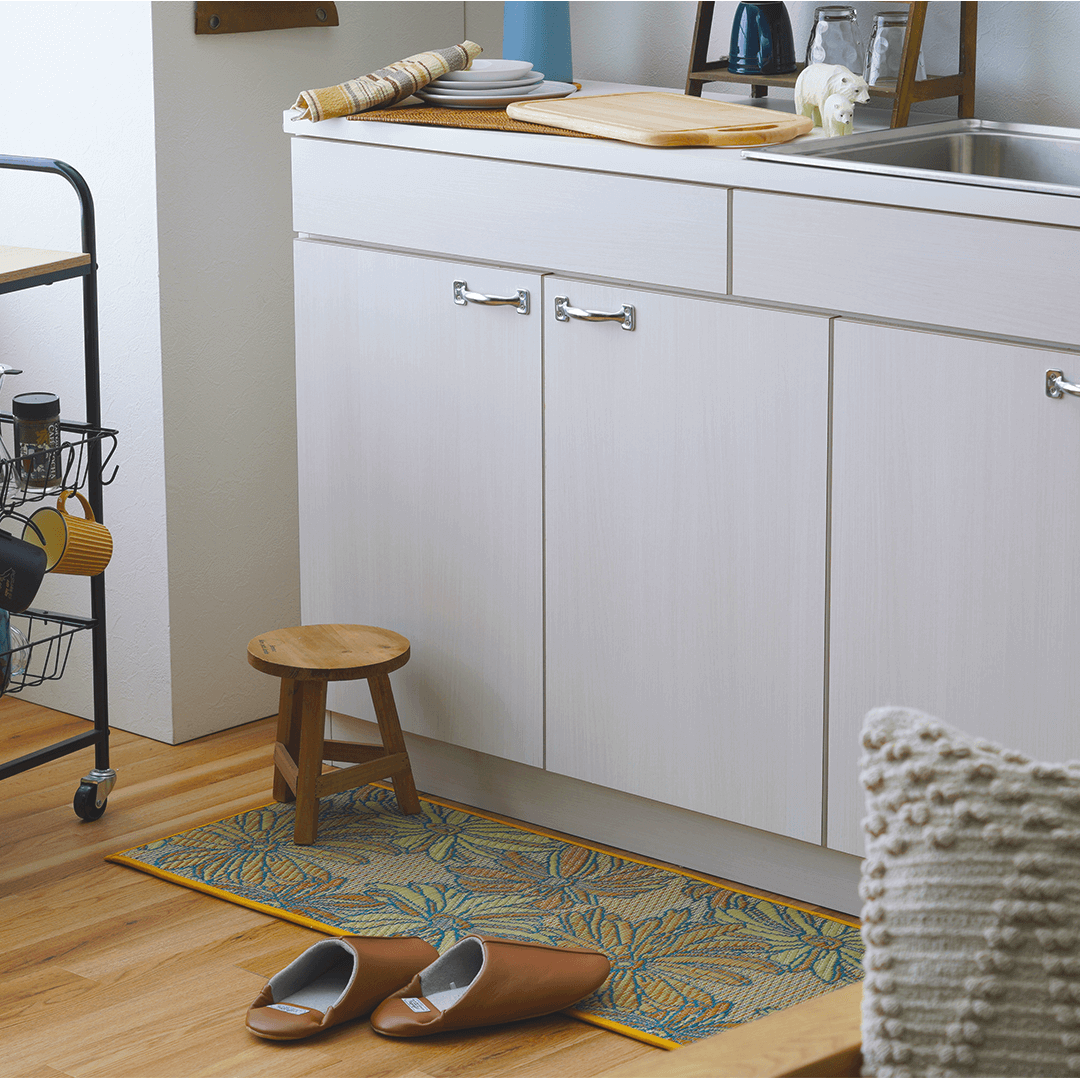 い草の花柄キッチンマット Fガーベラ