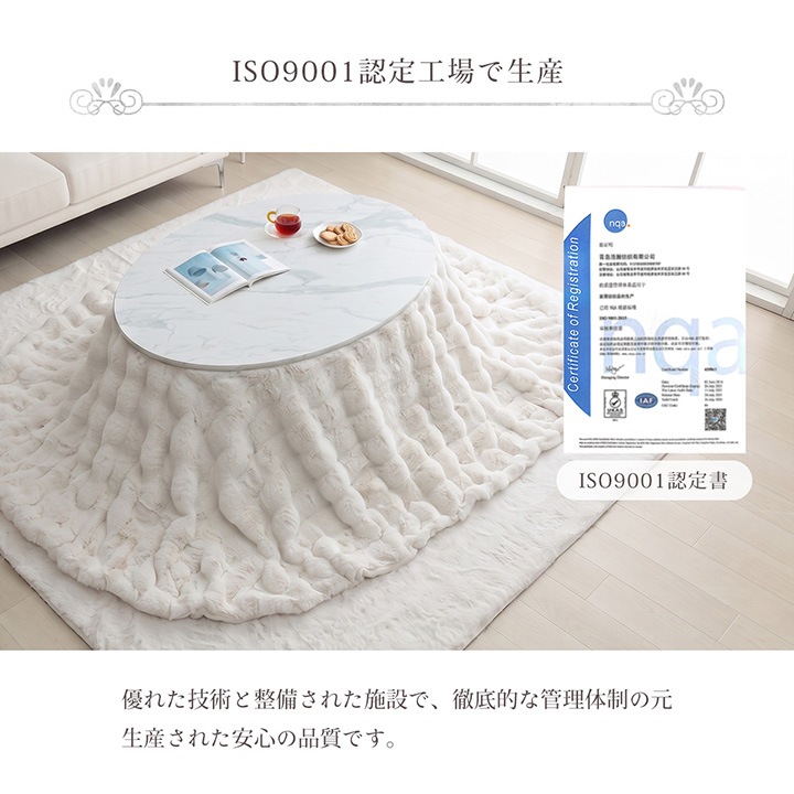 ふわとろこたつ ラピアスプレミアム 2点セット(こたつ台 こたつ布団) 185×225cm 楕円形 こたつテーブル