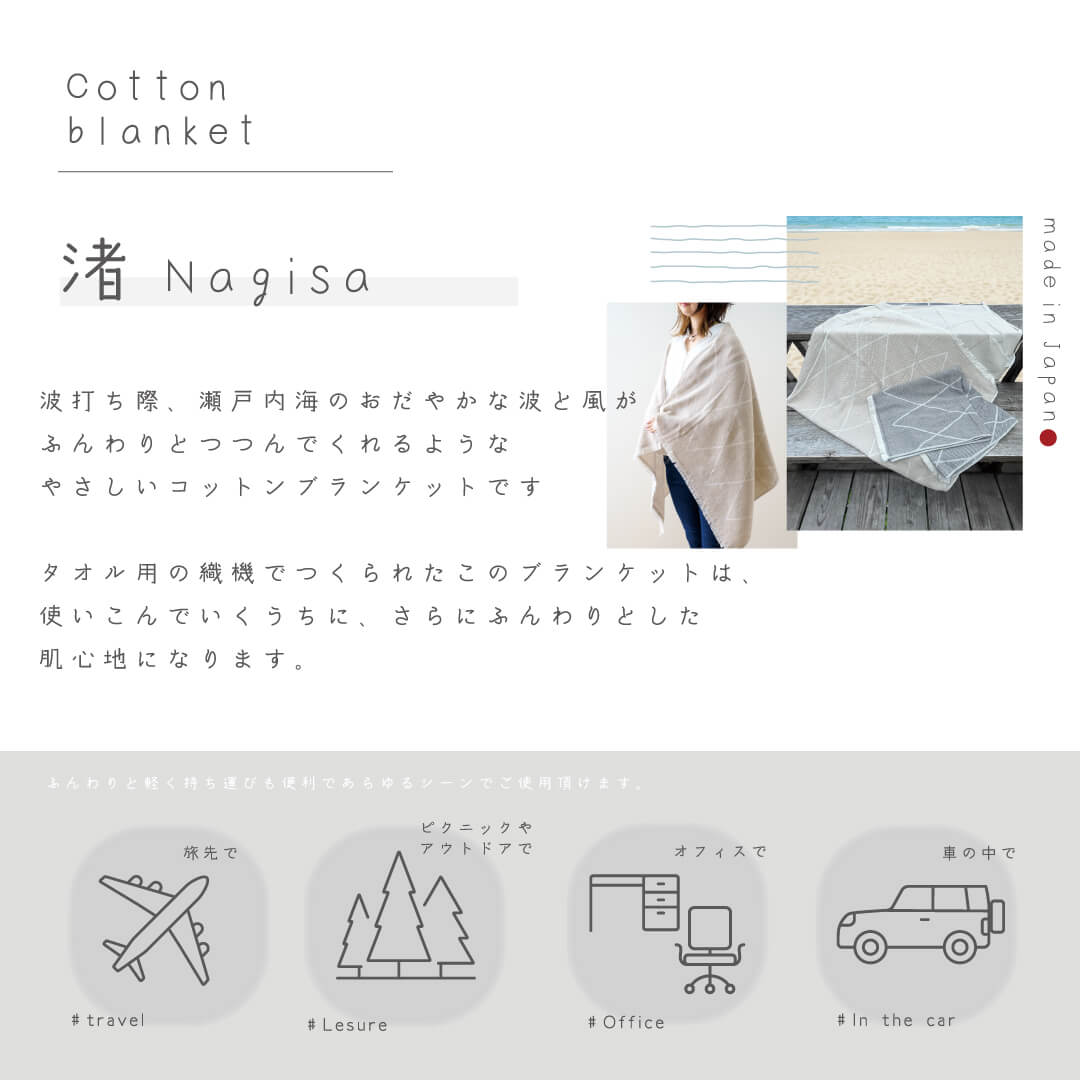 【極美品】Kristina Dam Studio コットンブランケット コットンブランケット ひざ掛け 肌掛け 渚 75×150㎝ m&c5 リバーシブル