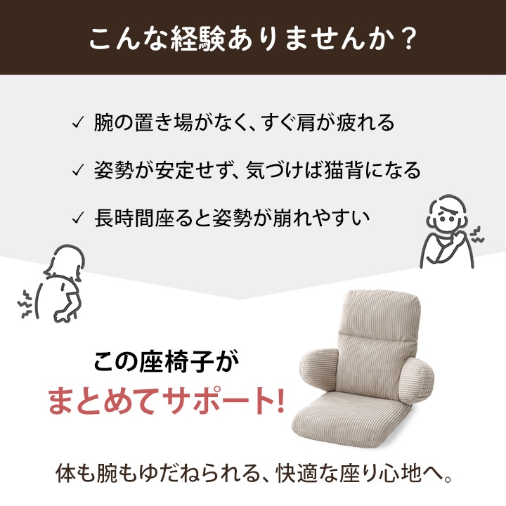 座椅子 ココン ハイバック 一人掛け フロアチェア 1P コーデュロイ調