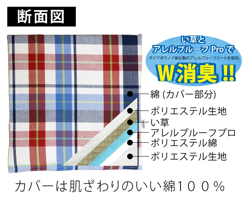 介護 車いす 中身い草のクッション 消臭 蒸れない
