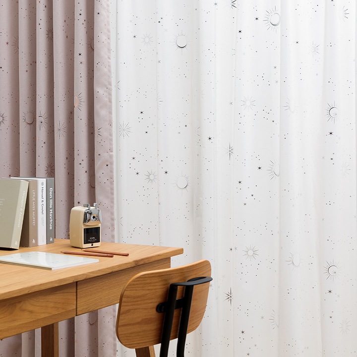 レースカーテン カリーナ 幅200cm × 丈88～238cm 1枚 ミラーレース 星柄 キラキラ 子供部屋 洗える 日本製  遮像