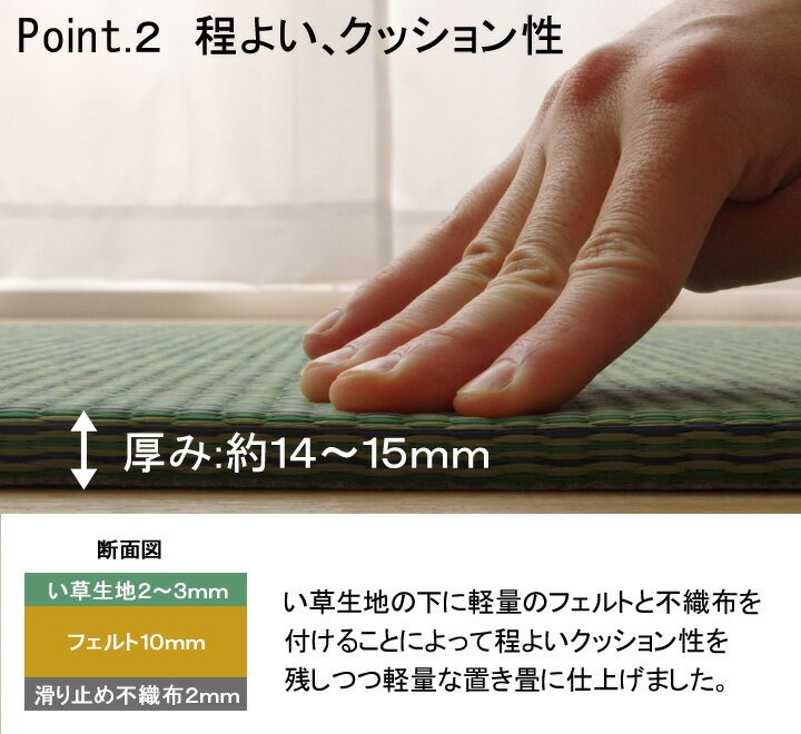 置き畳 ユニット畳 めちゃかる色畳 70cm 琉球畳 縁なし 軽量 国産い草 畳マット フローリング畳 約15mm